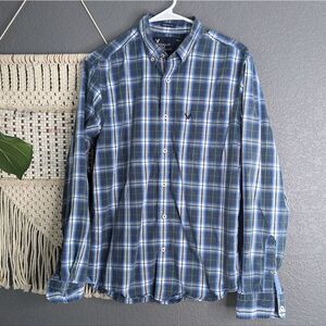 American Eagle Button Down Long Sleeve Shirt Size Medium Men's